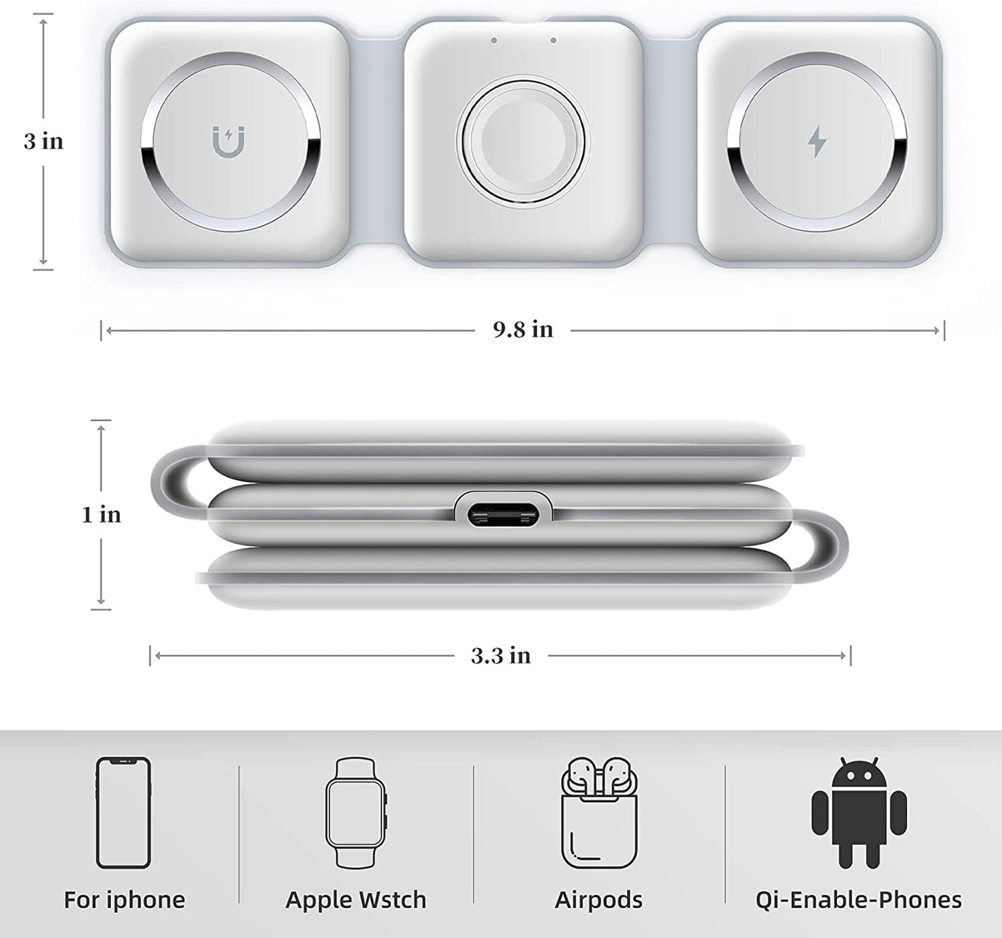 3-in-1 Wireless Charging Pad – Fast Charge for Phone, Watch & Earbuds