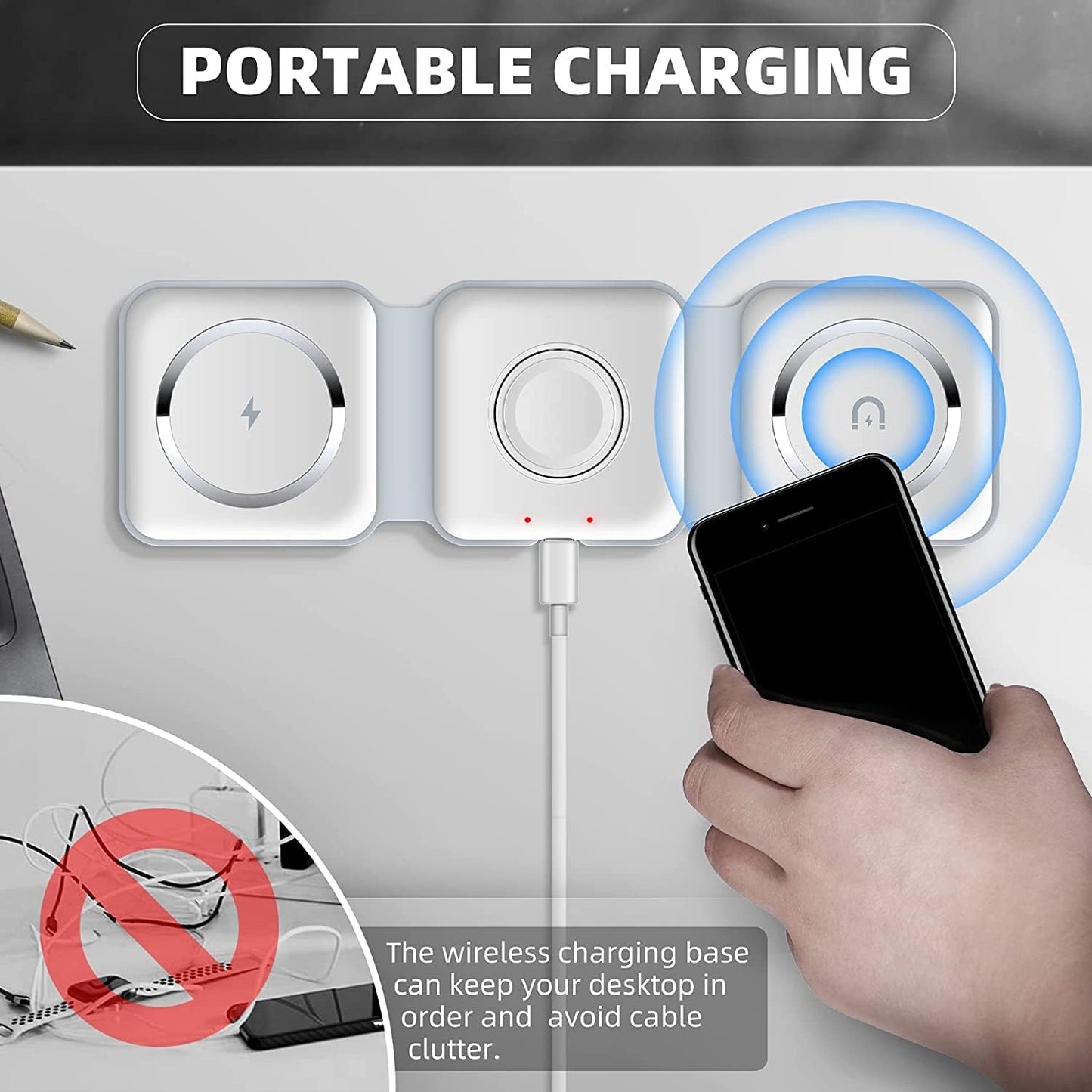 3-in-1 Wireless Charging Pad – Fast Charge for Phone, Watch & Earbuds