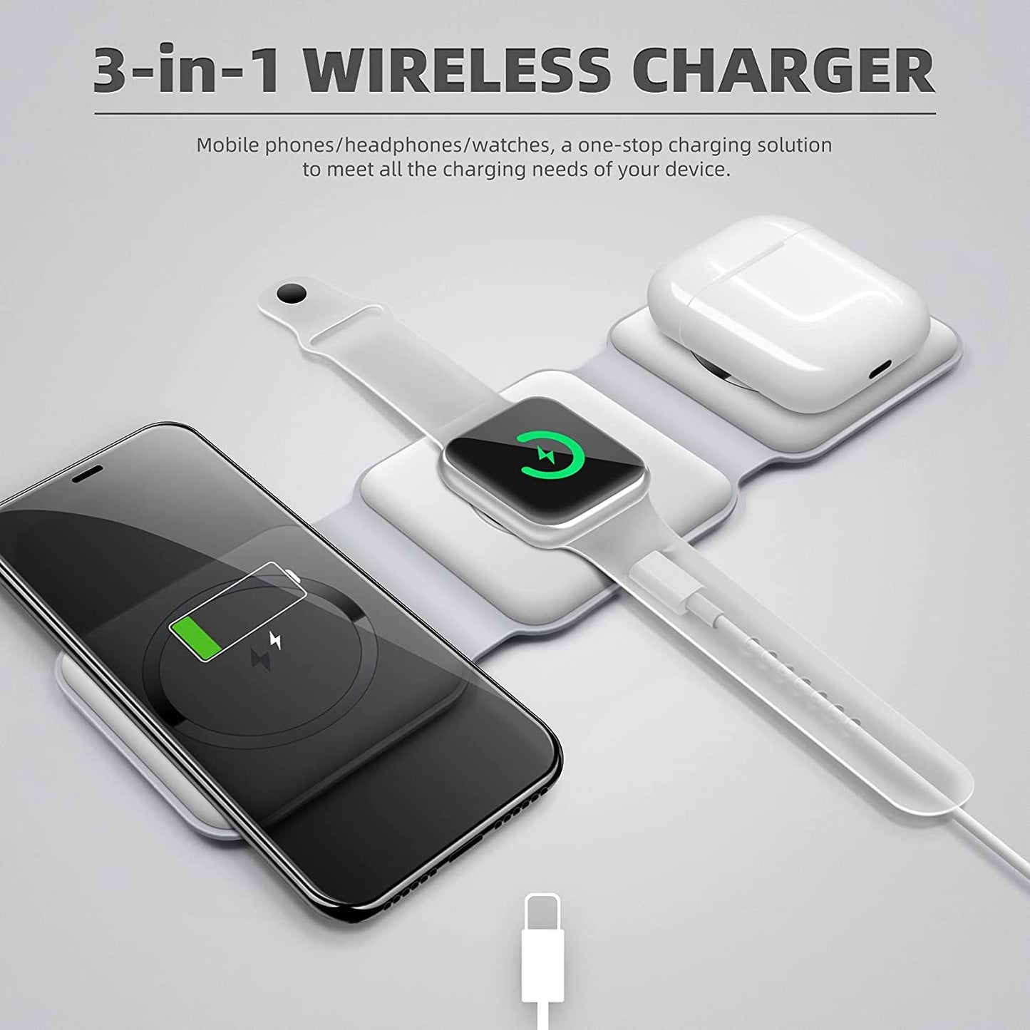3-in-1 Wireless Charging Pad – Fast Charge for Phone, Watch & Earbuds