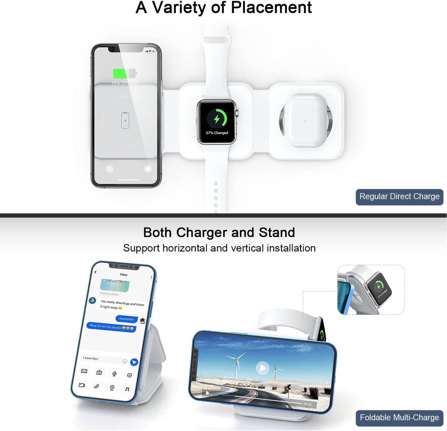 3-in-1 Wireless Charging Pad – Fast Charge for Phone, Watch & Earbuds