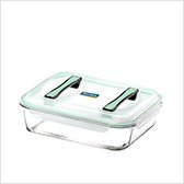 GLASSLOCK Rectangular Handy Tempered Glass Food Container 4500ml - Airtight Anti Spill RP605