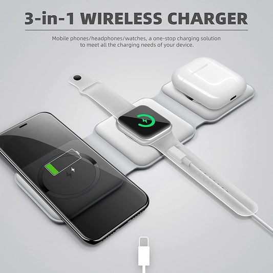 3-in-1 Wireless Charging Pad – Fast Charge for Phone, Watch & Earbuds