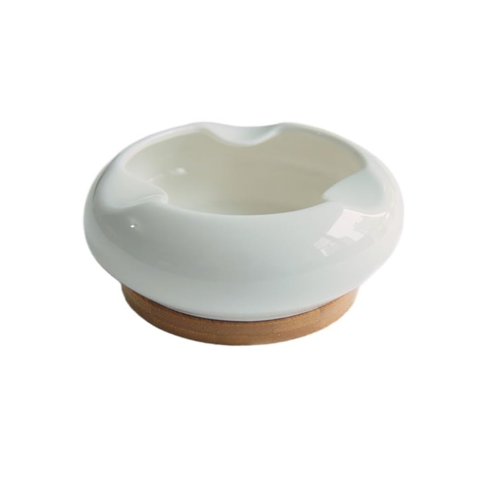 Practical ashtray Ceramic Ashtray with Lid Desktop Cigarette Smokers Smoking AshTray for Indoor or Outdoor Home Decoration (White)