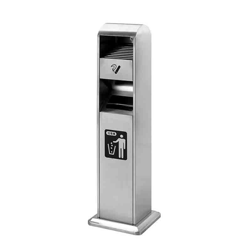 Standing Ashtray Vertical Silver Fixable Outdoor Ash Pillar Smoking Area Trash can Stainless Steel Cigarette Butt Collection Patio