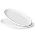 14" Large Serving Platters, Oval Serving Plates, White Porcelain Platters Oven Safe, Dinner Plates Serving Dishes for Entertaining, Party, Meat, Appetizers, Dessert, Set of 2, White