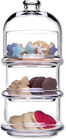 Fitto 3-tier Plastic Stackable Jar - Clear Apothecary Jars with Lid - Storage Container for Food, Candy, Biscuit, Cookie, Kitchen and Bathroom Organizer