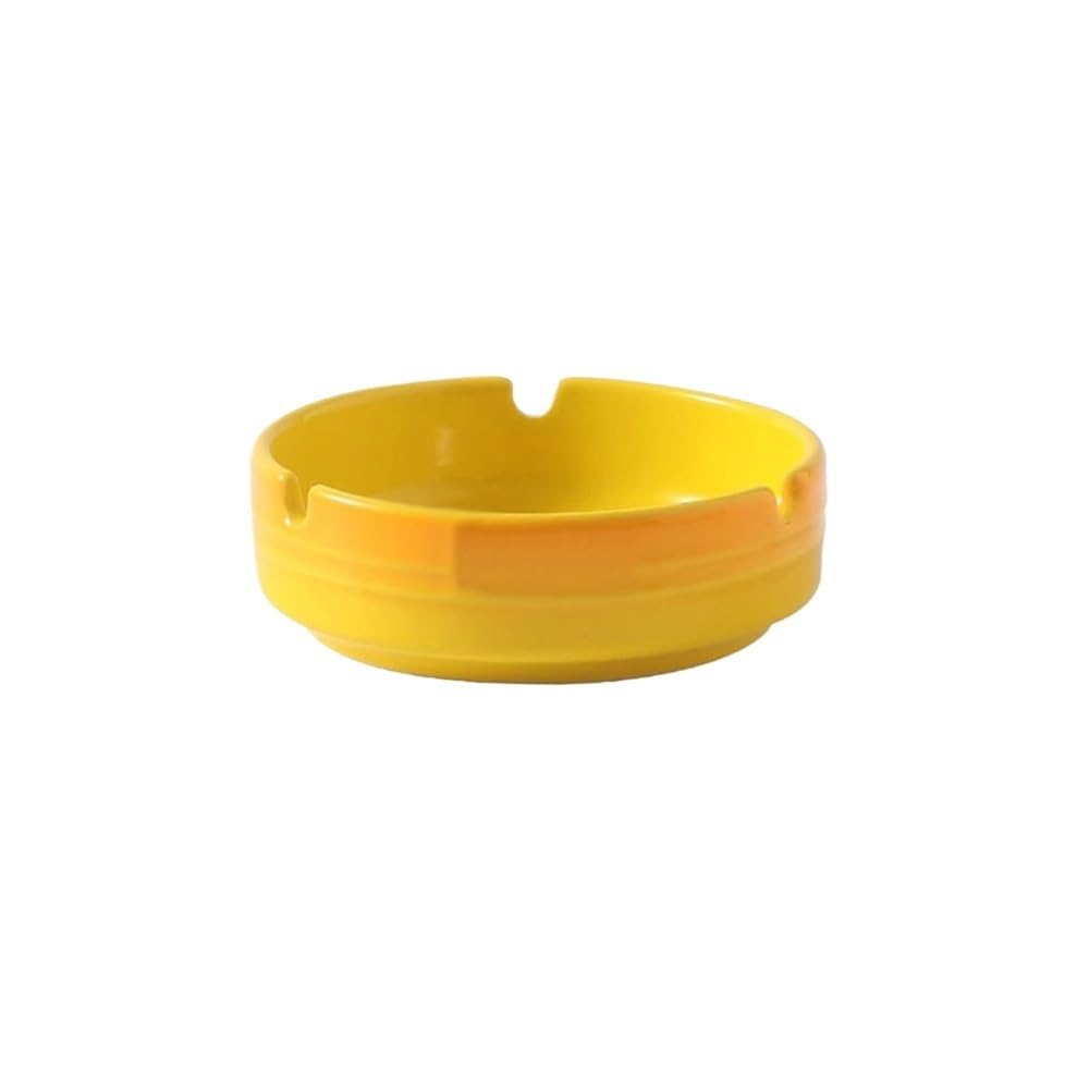 Practical ashtray Round Ceramic Ashtray Desktop Indoor Or Outdoor for Homes Offices Restaurants Balcony Gardens Hotels(Yellow)