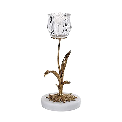 Candle Holders Brass Single Head Candle Holder Ornaments Crystal Glass Flower Candle Holder Stand Luxury Home Romantic Table Decoration Candle Stand (Color : A)