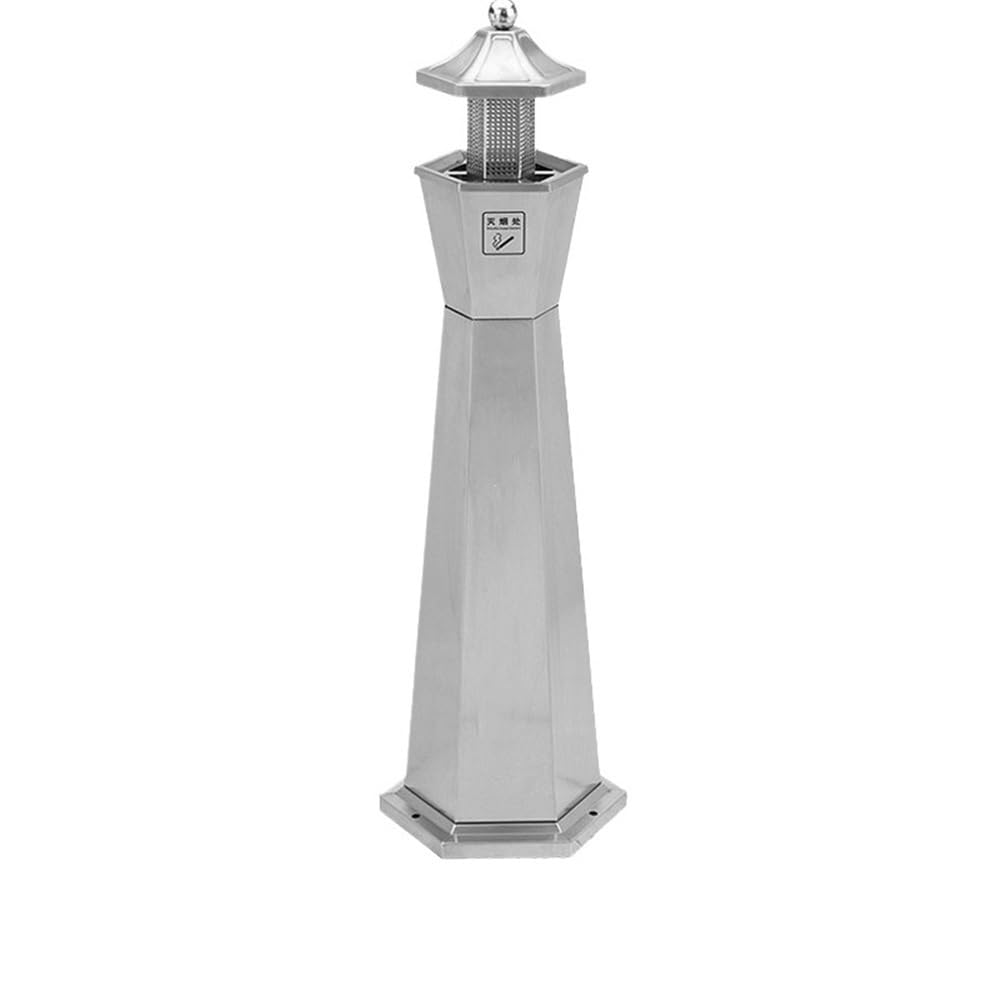 Standing Ashtray Outdoor Stainless Steel Floor Standing Ash Column Cigarette Butt Collection Rainproof Patio