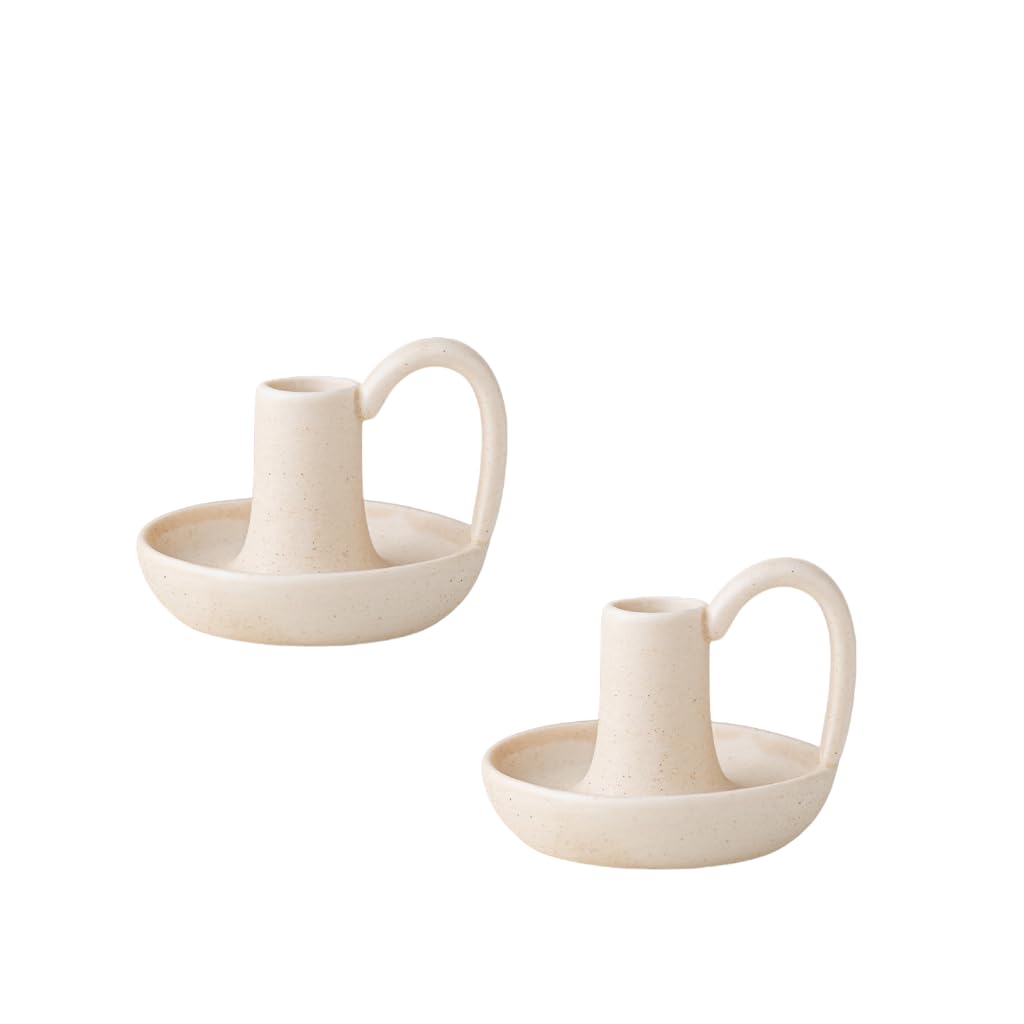 Taper Ceramic Candle Holders, Set of 2 Matte White, Table Decor Centerpiece for Home Decor, Wedding, Christmas, Birthday, Shower, Housewarming