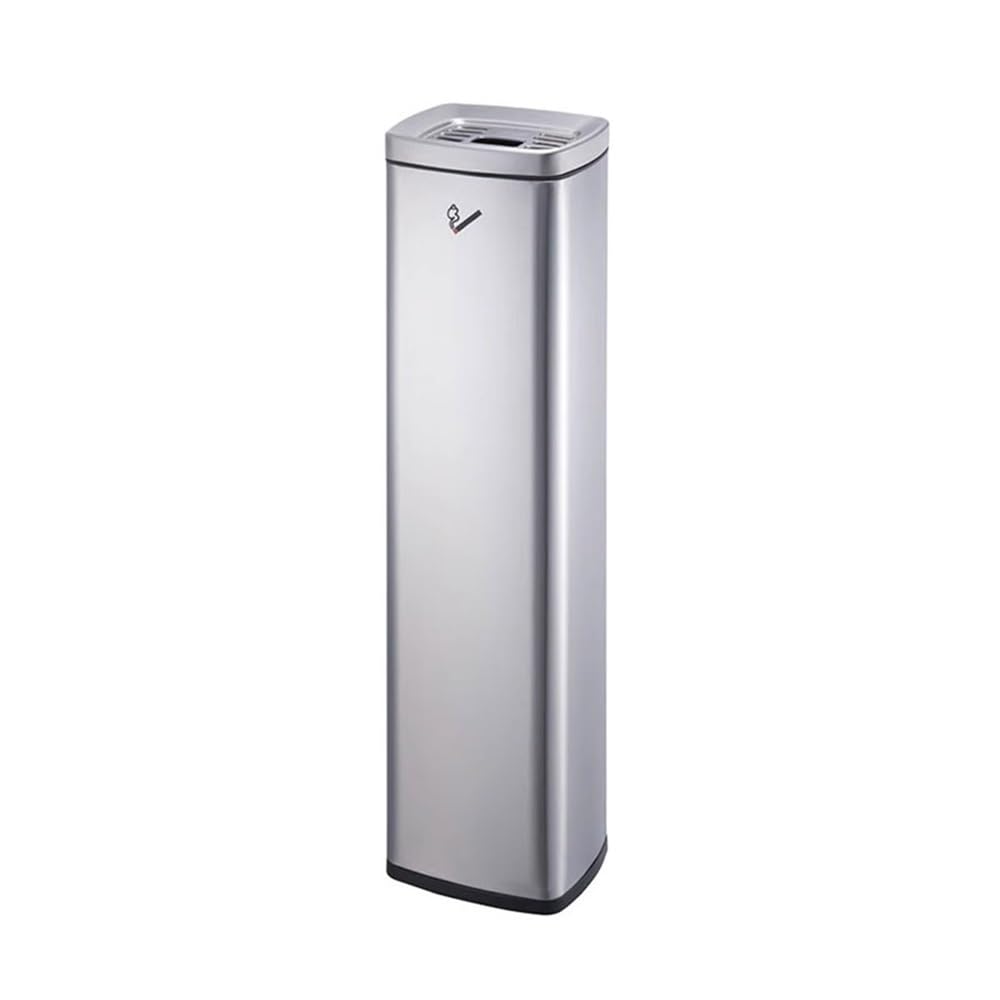 Standing Ashtray Hotel Lobby Smoke Extinguishing Column, Outdoor Standing Cigarette Butt Collection Bucket Patio(Silver)