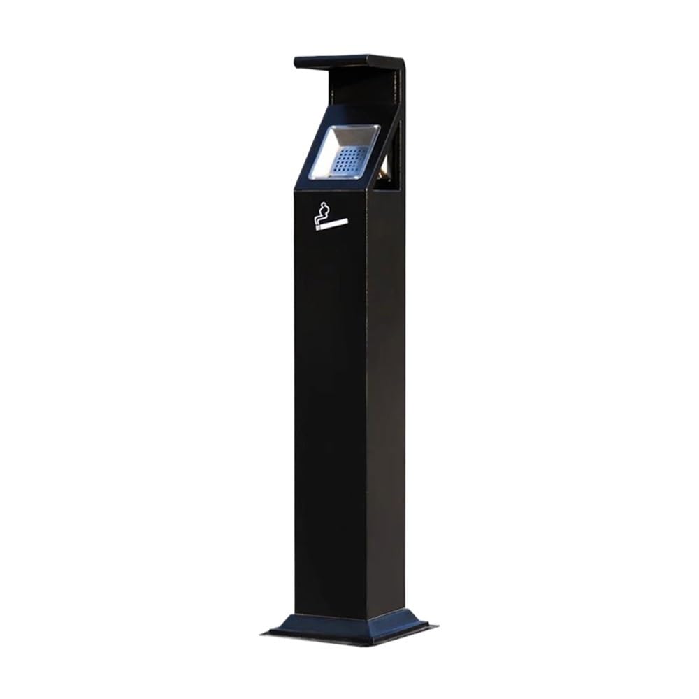 Standing Ashtray Black Baked Ename Ash Pillar Outdoor Smoking Area Iron Metal Cigarette Butt Cylinder Patio