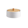 Practical ashtray Ceramic with Lid Ashtray Indoor Outdoor Tabletop Bamboo Wood Desktop for Home Office Patios Gardens etc(????)