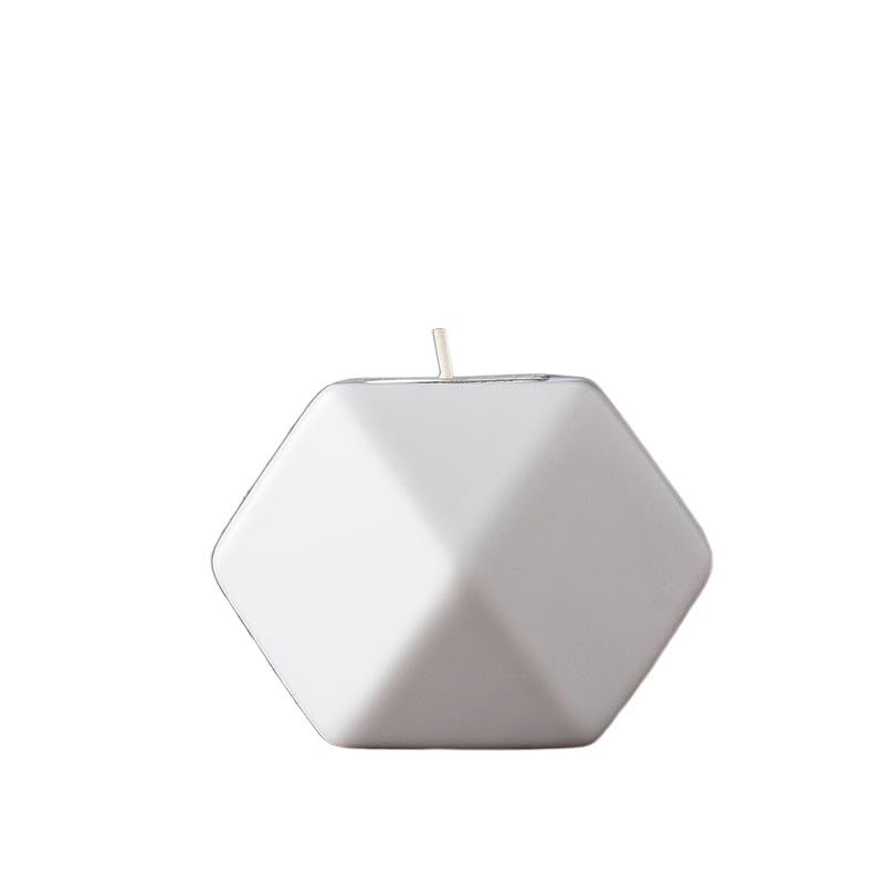 GRFIT Decorative Candle Holder 1 Piece Hexagon White Ceramic Tea Light Candle Holder Tabletop Decorative Candle Holder Home Wedding Accessories Decoration Candle Holder (Color : White)