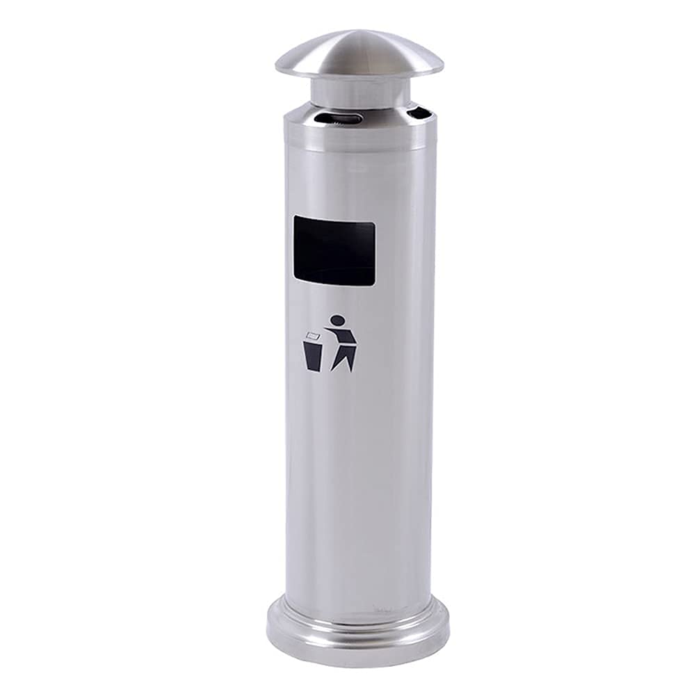 Standing Ashtray Outdoor for Patio Large & Tall Outside Ashtrays for Cigarette Butt Receptacle Disposal Commercial Metal Smokers Cigar Ash Tray(Silver Metal Ashtray)