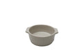 Daiso Greige Ceramic Round Baking Dish with Handles - Stripe Embossed Casserole Gratin Pan, Oven Microwave Safe Bakeware for Souffle Roasting Kitchen