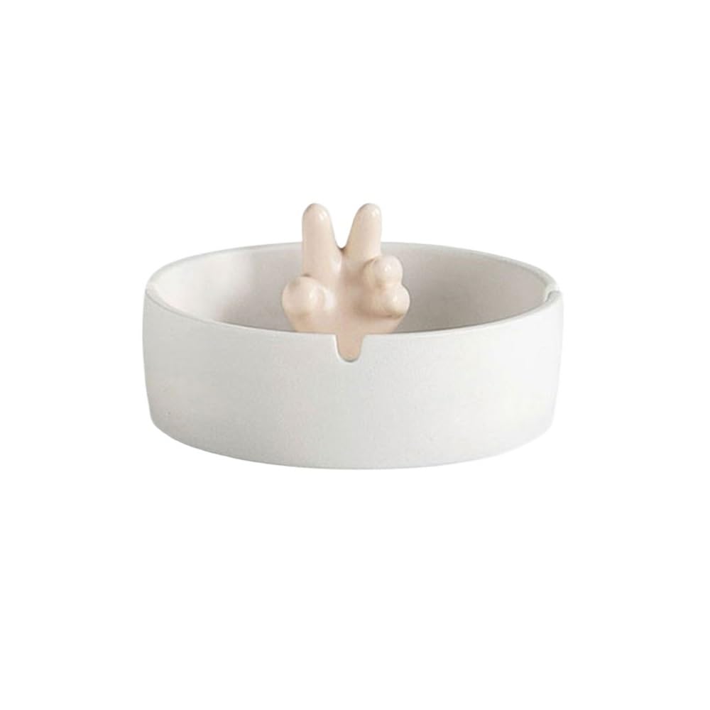 Practical ashtray Ceramic Ashtray Accessories Tabletop Cigarettes Ashtrays for Indoor Outdoor Patio Home Office Use 3 Slot Holder Ash Tray(????)