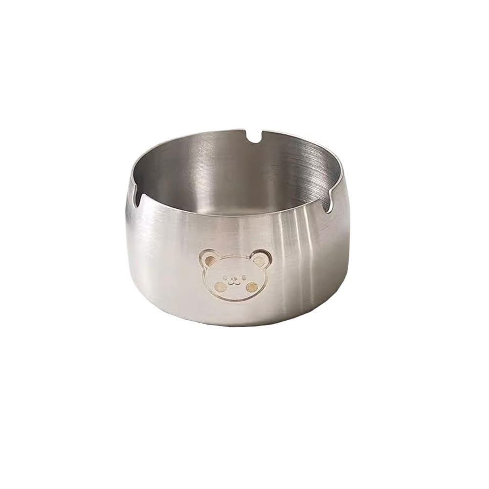 Practical ashtray Stainless Steel Bear Pattern Ashtray Indoor Outdoor Portable Desktop Home for Rooms Balconies Gardens etc