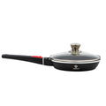 Vogati 24cm Black Frying Pan with Lid – Titanium Granite Non Stick Pan, Forged Cookware for Induction, Gas & Electric Stoves, Removable Handle, Scratch Resistant Cooking Pan, PFOA100% Free Saute Pan