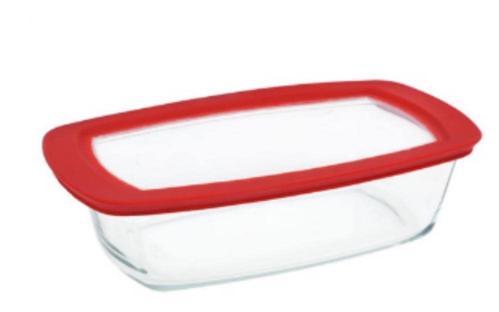 MARINEX Glass Rectangular Loaf Dish with Plastic Lid 1.5L – Durable Heat-Resistant Bakeware | Transparent Oven-Safe Bread, Cake & Meatloaf Pan with Airtight Lid for Storage