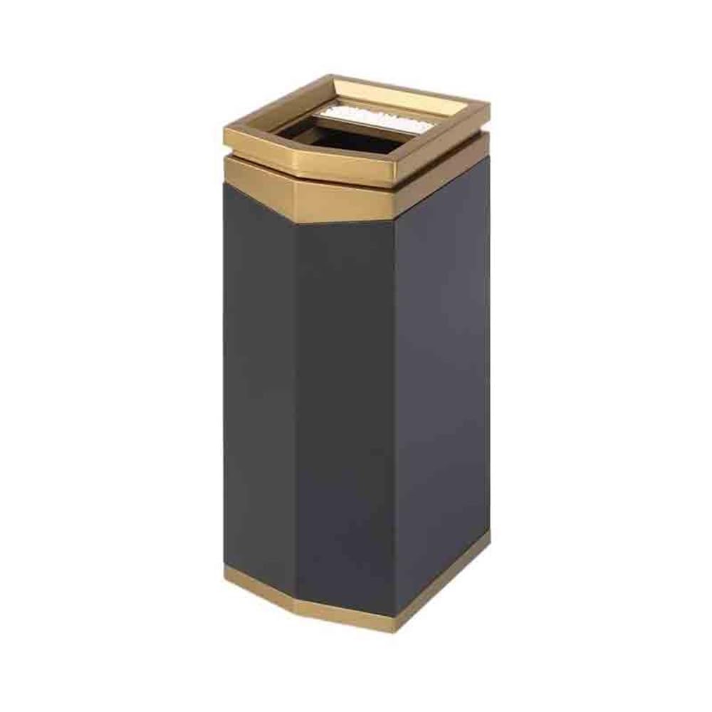 Standing Ashtray Geometric Corridor Aisle Hotel Club Ashtray Column Hall Outdoor Trash can Lobby Vertical Stainless Steel Black Patio(Gold)