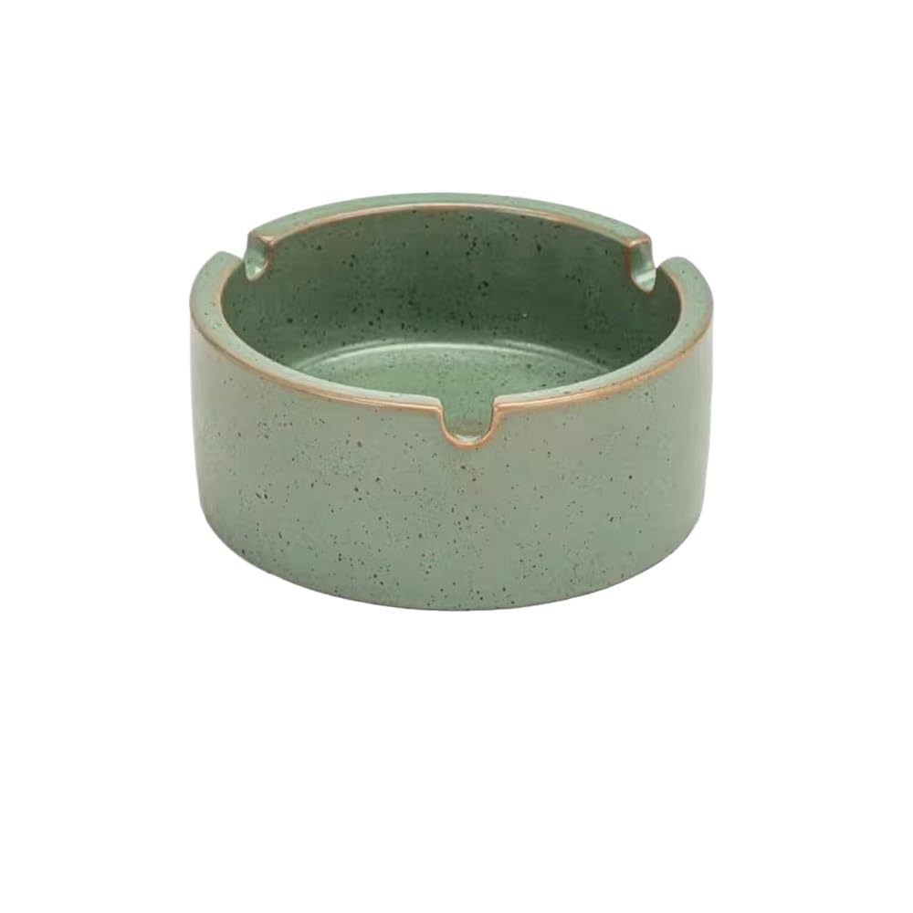 Practical ashtray Ceramic Round Desktop Ashtray Indoor Outdoor Portable for Office Room Bedroom Living Patio etc(Green)