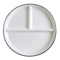 Ceramic Portion Control Plate Porcelain Healthy Eating Plate, 8 inch Round Diet Plates Divided Plates Porcelain Dinner Plates with 3 Compartment for Dessert, Salad, Pasta and Steak etc