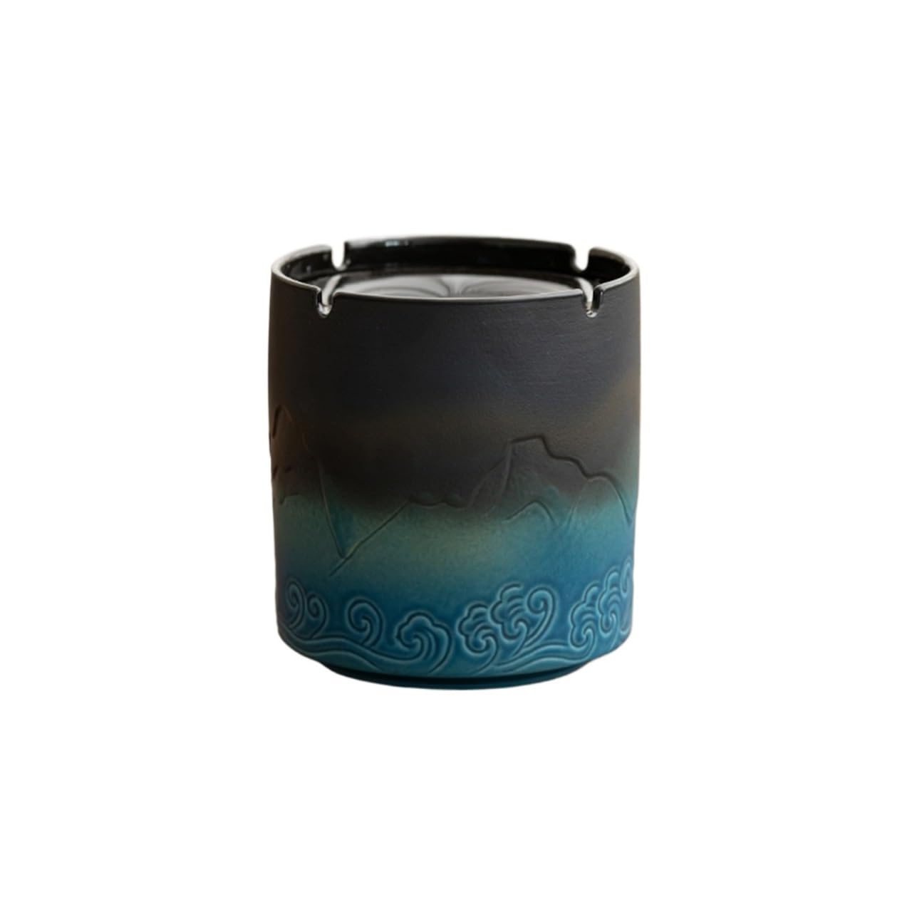 Practical ashtray Medium Gradient Blue Minimalist Ashtray for Home Use with Pattern Windproof Suitable for Chinese Offices