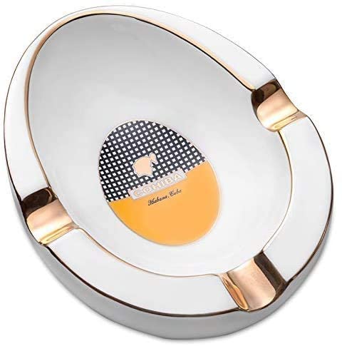 Cohiba Ceramic Cigar Ashtray Large Diameter Smoke Trough Cigar Holder,White,Size