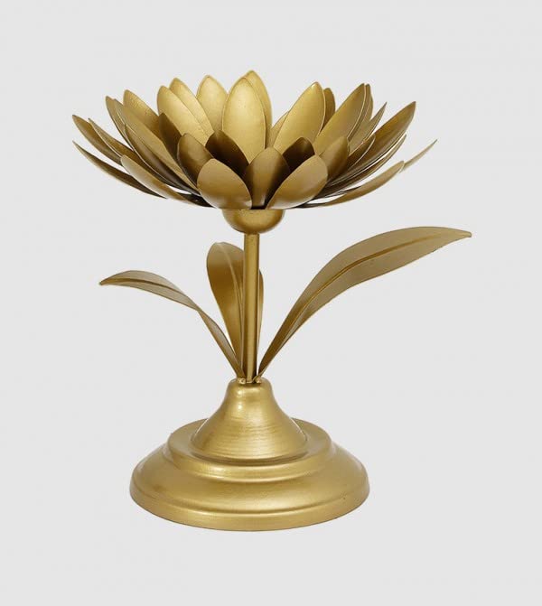 Home Metal Floral Candle Holder Standard Size Gold 6740052175034