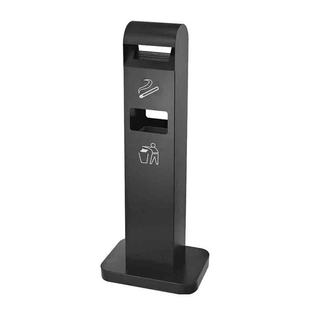Standing Ashtray Baking Paint Vertical can be Fixed Outdoor Ash Column Smoking Area Trash Iron Cigarette Butt Collection Black Square Patio