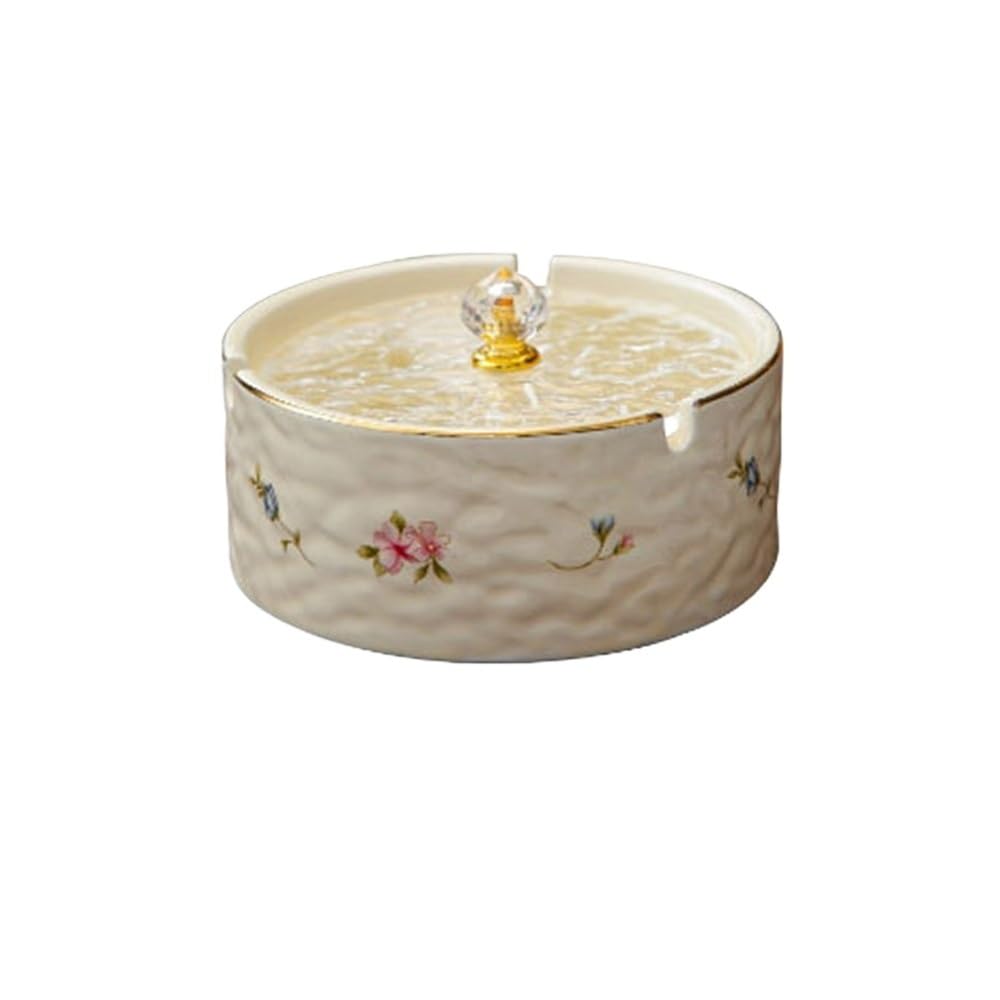 Practical ashtray Ceramic Corrugated Ashtray, with Glass Lid Ash Holder for Smoker, Cigarettes Ashtrays for Home Office Outdoor Indoor Use