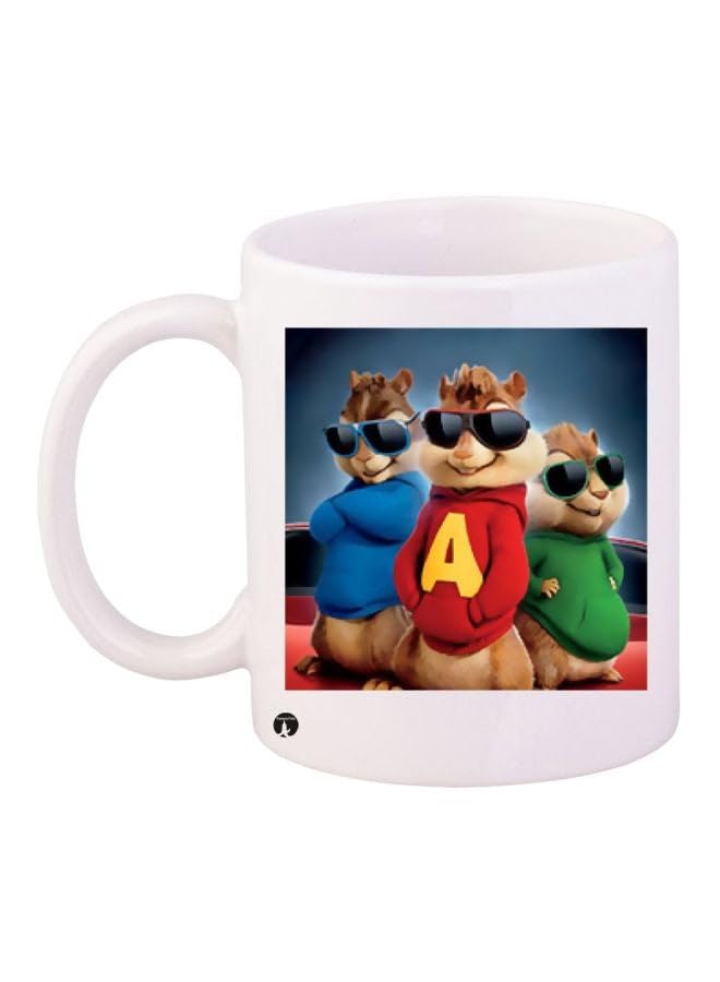 RYN Alvin And The Chipmunks Printed Coffee Mug White/Red/Green 11Ounce - RYNmg9641