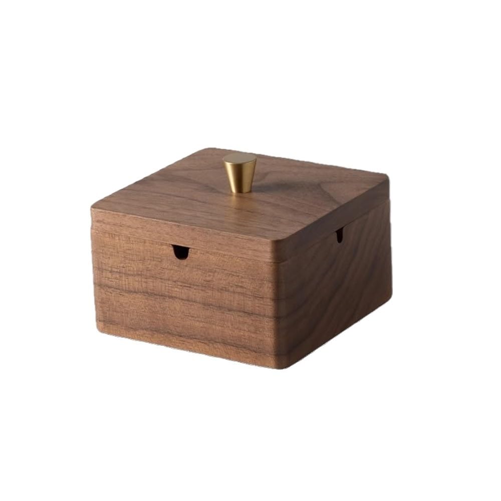 Practical ashtray Indoor Outdoor Square Wood Ashtray with Removable Stainless Steel Liner
