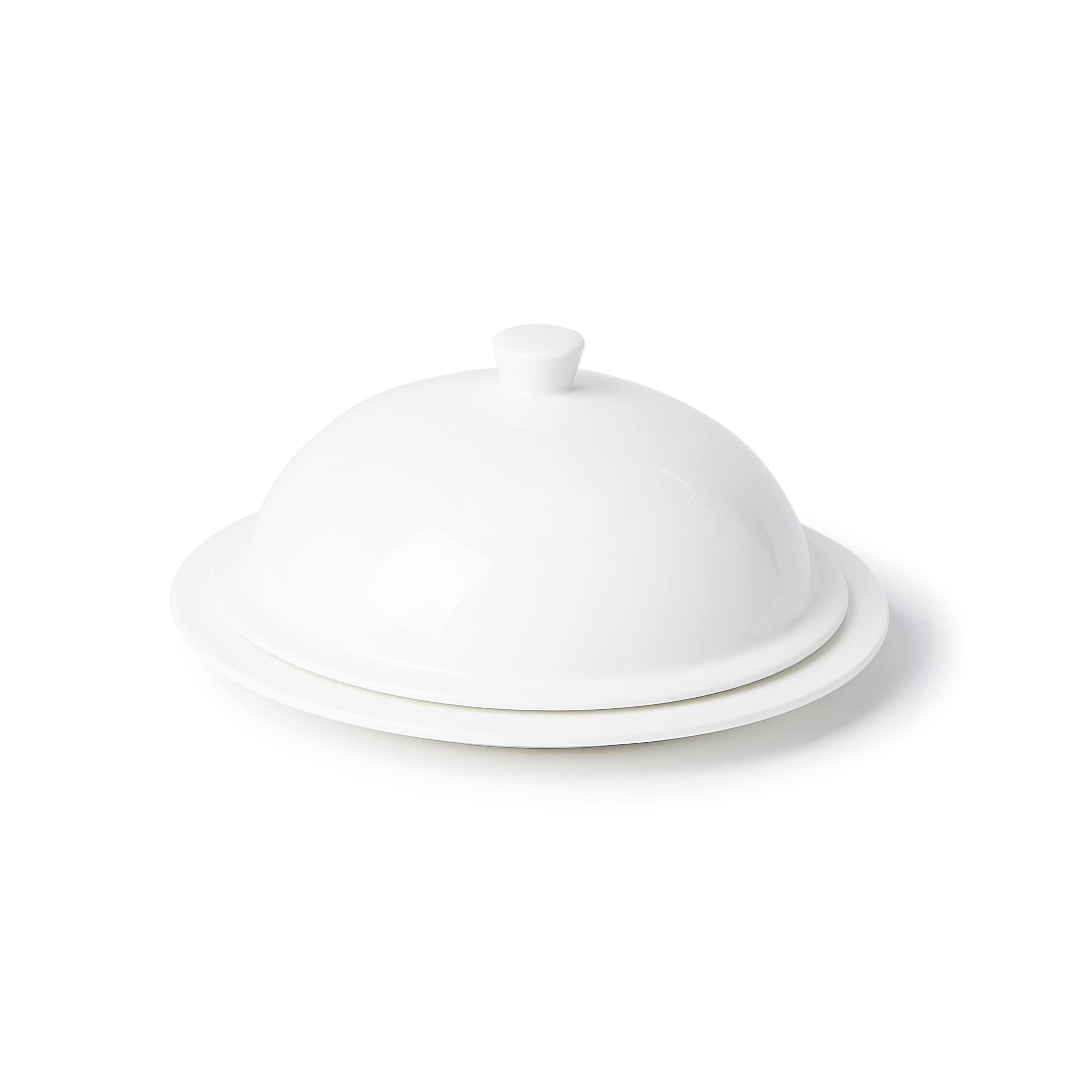Porcelain Flat Plate With Cover, Ivory