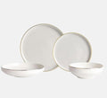 24 Piece Dinner Set for 6 People White Crockery with Gold Rim Scandinavian Porcelain Dinnerware Set - Golden House Pure Gold rim