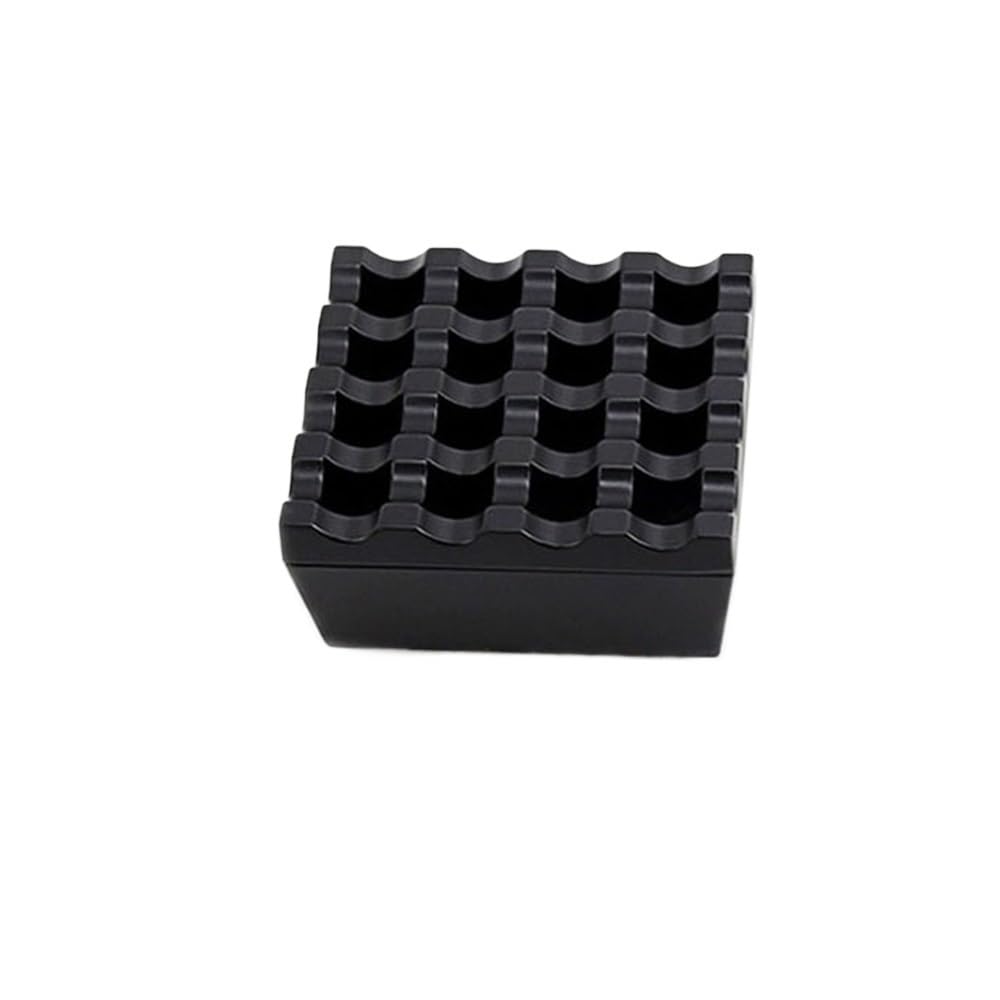 Ashtrays for Cigarettes Metal Ashtray with Sixteen Holes Lid for Cigarette Square Portable Ashtrays for Outside Patio Home Office Tabletop Ashtrays Home Ashtrays(Black)