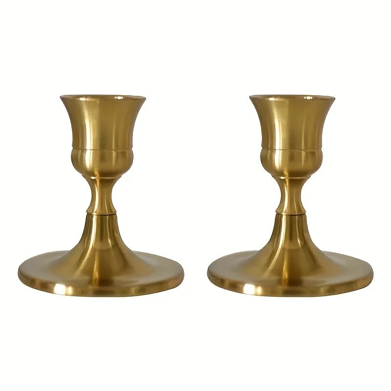 2pcs Elegant Golden Candle Holder.Ideal for Dining Table Centerpiece, Holiday Decor, Wedding, and Home Accent, Metallic Finish, Tabletop Mounting.Elegant,Durable,Metal Home Decoration Candle Stand.