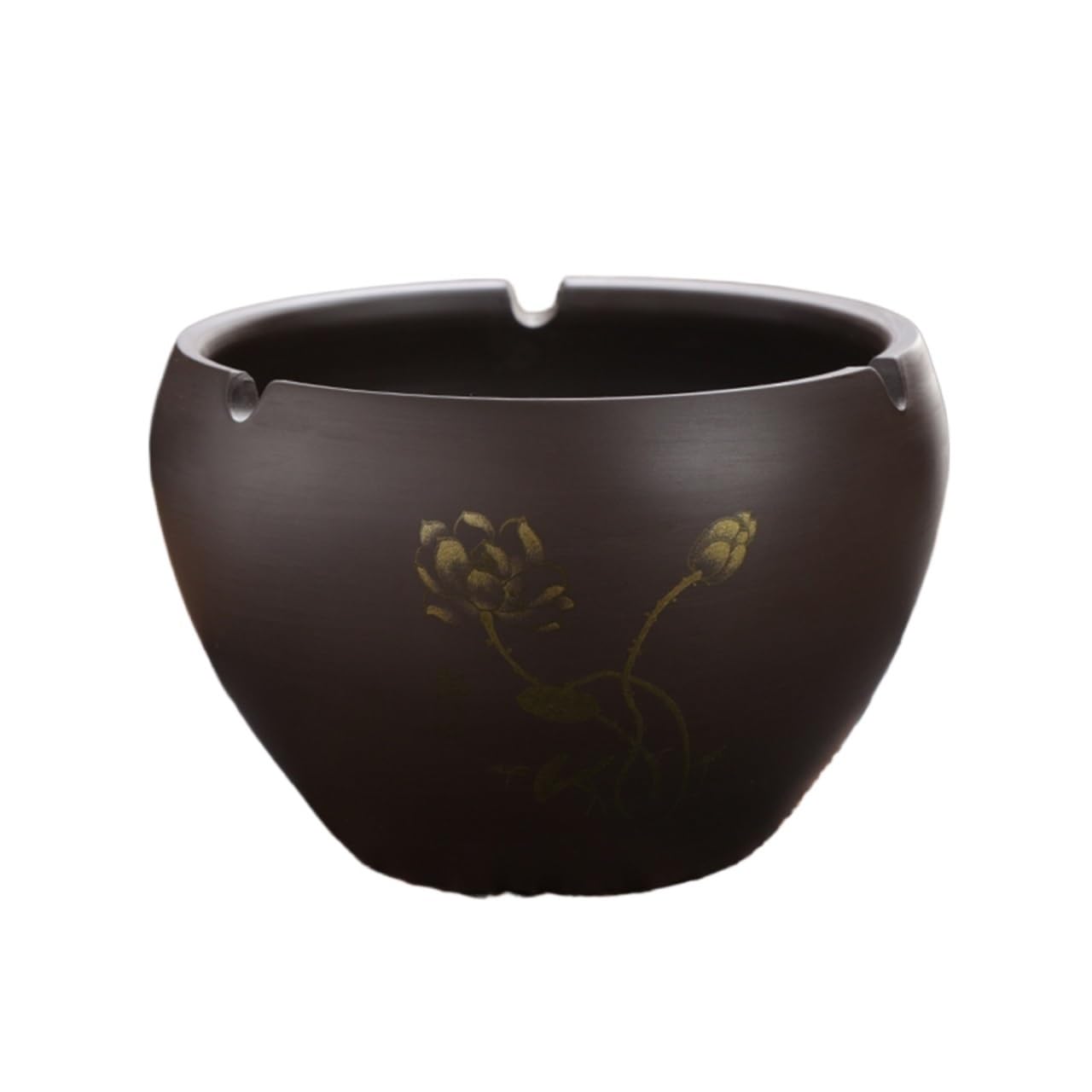 Practical ashtray Large, Retro-style Purple Clay Ashtray Suitable for Home Living Room and Office Use Featuring a Lotus Design