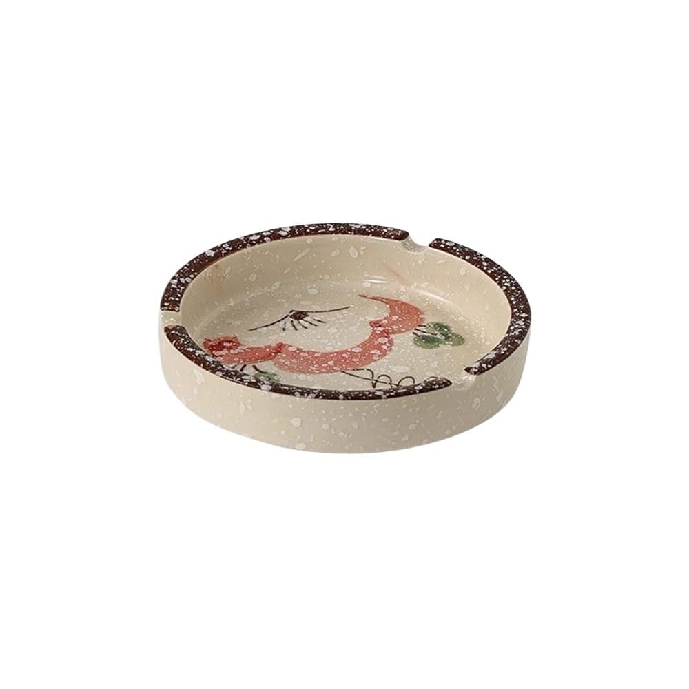 Practical ashtray Ceramic with Graphics Ashtray Chinese Style Tabletop Round Shape, for Home Office Outdoor Balcony
