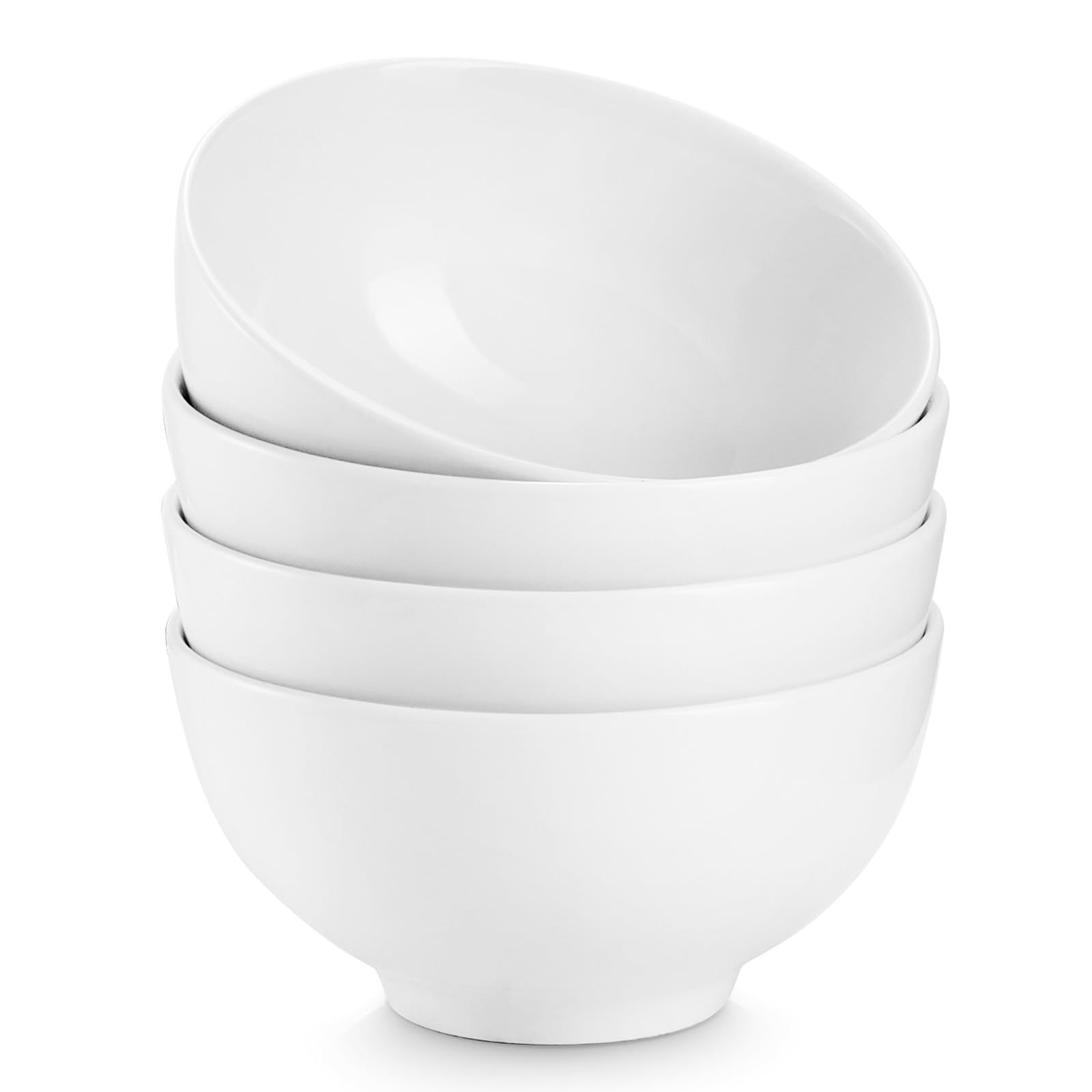 DOWAN 10 OZ Small Dessert Bowls - 4.5" Ceramic Bowls Set of 4 for Side Dishes- White Bowls for Ice Cream, Fruit, Rice, Oatmeal - Dishwasher & Microwave Safe