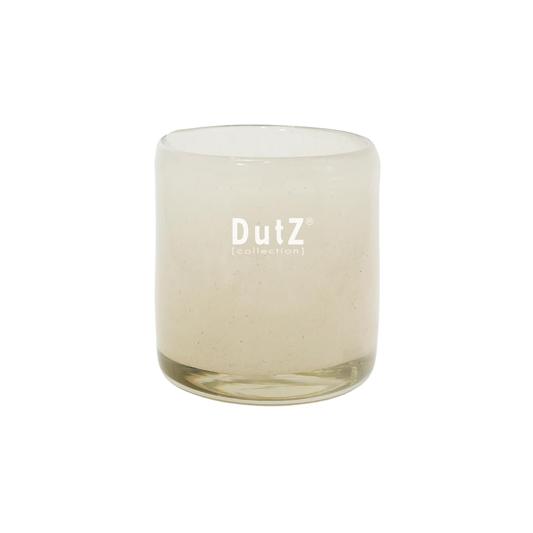 DutZ Votive Candle Holder Glass, Beige 7x7 cm | Handmade Mouth-Blown Thick Glass | Unique Artisan Glassware | Decorative Candle Holder or Small Vase for Plants, Succulents & Home Décor