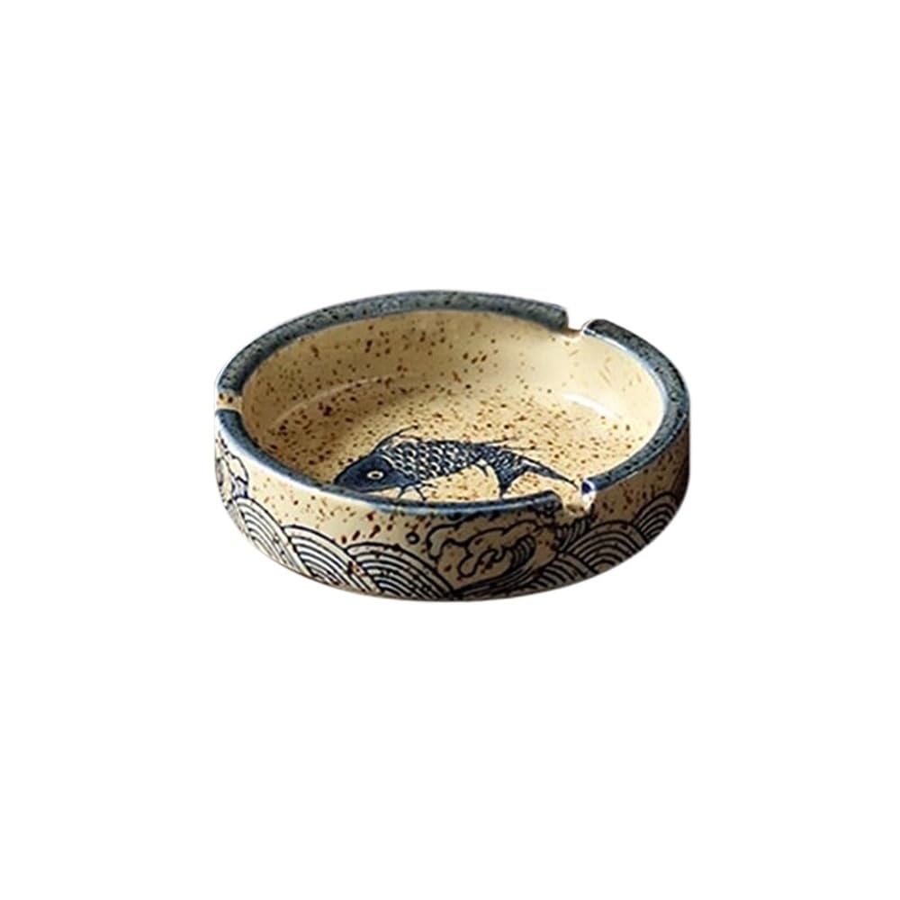 Practical ashtray Round Shape Ceramic Ashtray Portable for Home Offices Restaurants Balconies Gardens or Decoration etc
