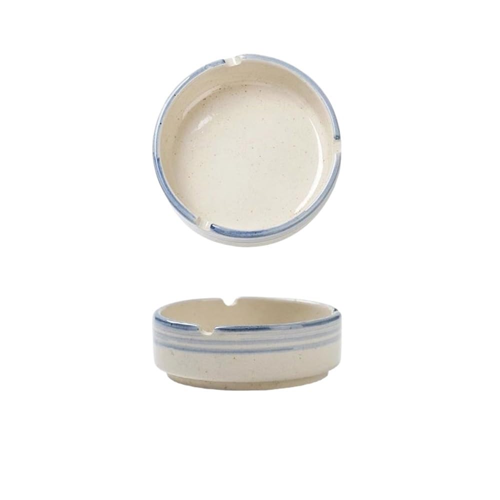 Practical ashtray Round Blue Line Ashtray Ceramic Tabletop, for Home Office Patio Outdoor Balcony
