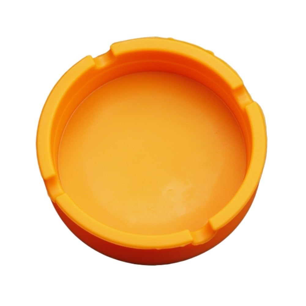 Practical ashtray 1pcs Colorful Round Square Silicone Ashtray for Living Room Bedroom Desktop(Orange)