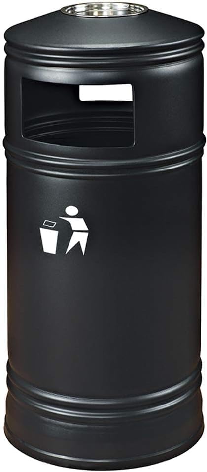 Grace Commercial Outdoor Trash Can with Ashtray Multifunctional Creative Trash Can Ashtray Outdoor Waste Bins (Black)