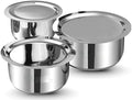 Sona Stainless Steel Tope Set with Lid - 3 Pcs 1, 1.4, & 1.8 litres Patila Cookware Set Combo