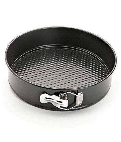 Xacton Teflon Round Cheese Cake Mould, Cooker with Removable Base, Non-Stick Cake Tins/Pan/Trays for Microwave, Oven and Bakeware, Black - 22 cm