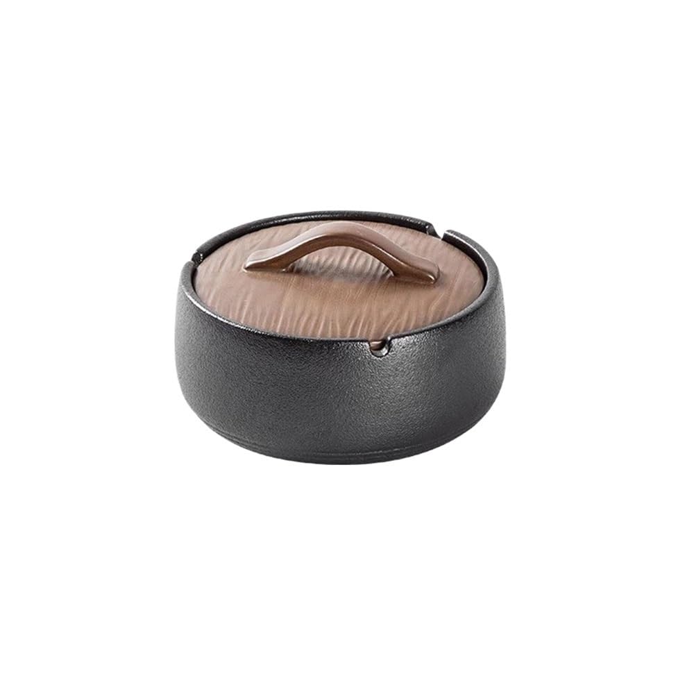 Practical ashtray Tabletop Retro Ceramic with Lid Ashtray Frosted Texture for Living Room Kitchen Balcony