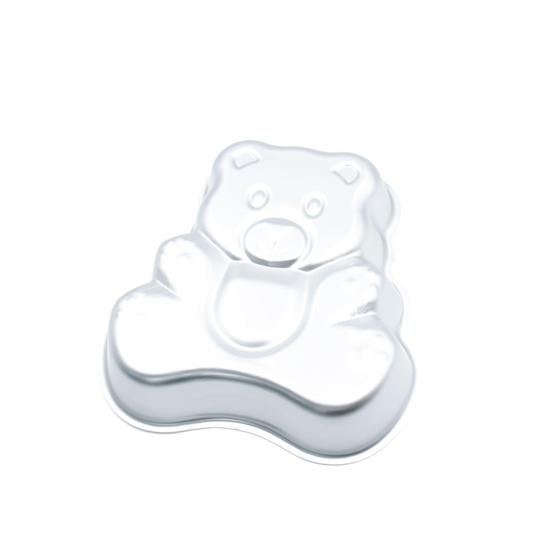 BERAM Teddy Bear Aluminium Cake Pan – 30.5cm 3D Baking Mould, Food Grade Non-Stick Cake Tray, Rust Resistant Bakeware for Kids’ Birthday Cakes, Cupcakes, Cookies – Silver